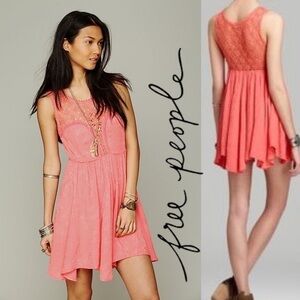 Free People‎ coral fiesta crocheted dress XS